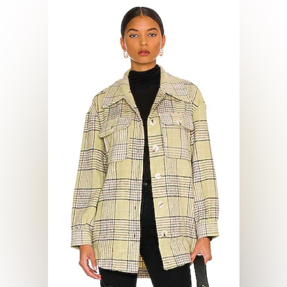 Line and Dot Alessandra Shacket Chartreuse Multi